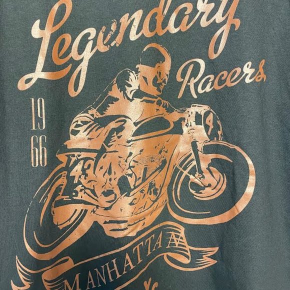 NEW MEN Graphic Tee Legendary Motorcycle Racers Manhattan NYC 1966 Black - Picture 2 of 3